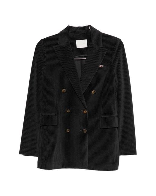 Circolo 1901 Black Cotton Double-Breasted Jacket