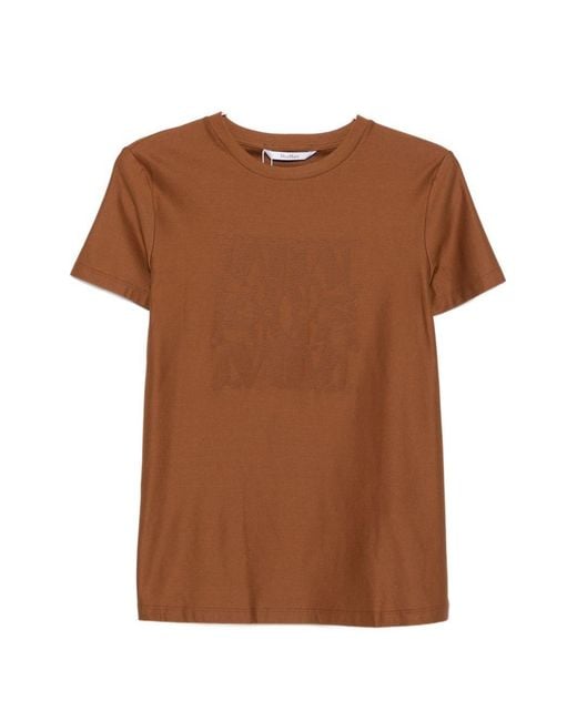 Max Mara Brown Logo Cotton T-Shirt