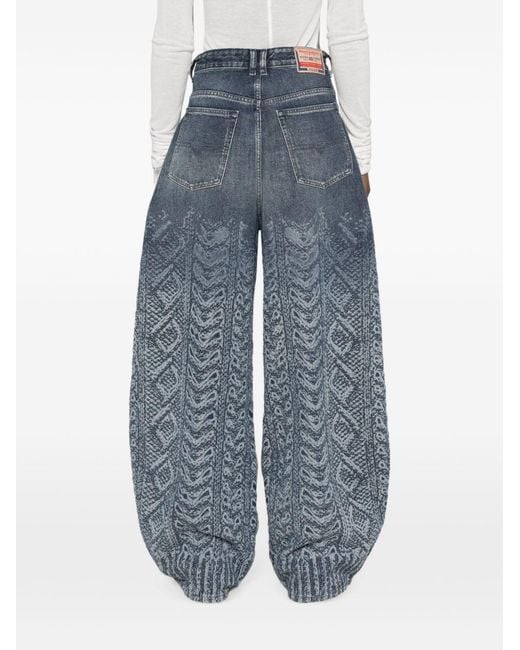 DIESEL Blue Wide-Leg Denim Jeans