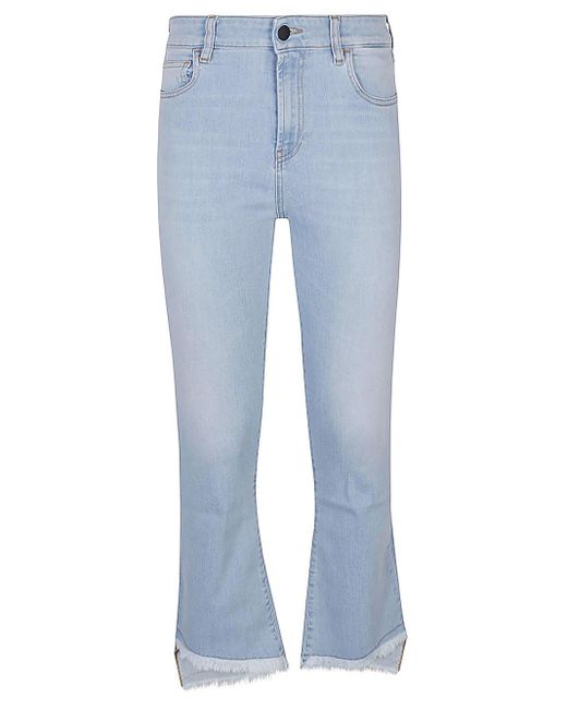 Liviana Conti Blue Flared Denim Cropped Jeans