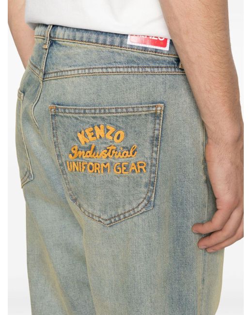KENZO Gray Bara Slim Mid-Rise Jeans for men