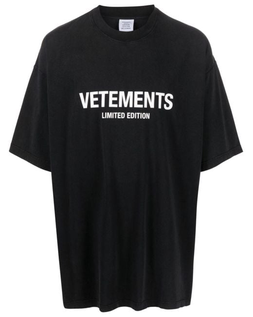Vetements Black Logo Cotton T-shirt for men