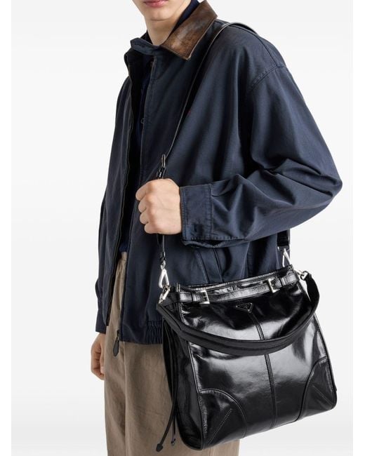Prada Black Leather Crossbody Bag for men
