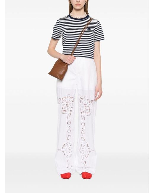 Maison Kitsuné White Striped Cotton T-Shirt