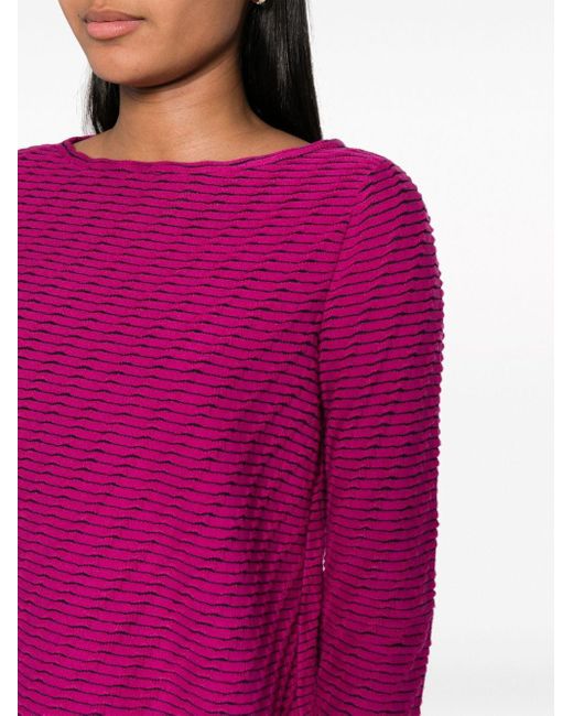 Emporio Armani Textured-finish Round-neck Jumper in Pink | Lyst UK