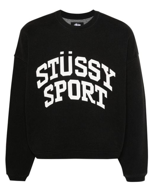 Stussy Black Logo Cotton Blend Sweatshirt for men