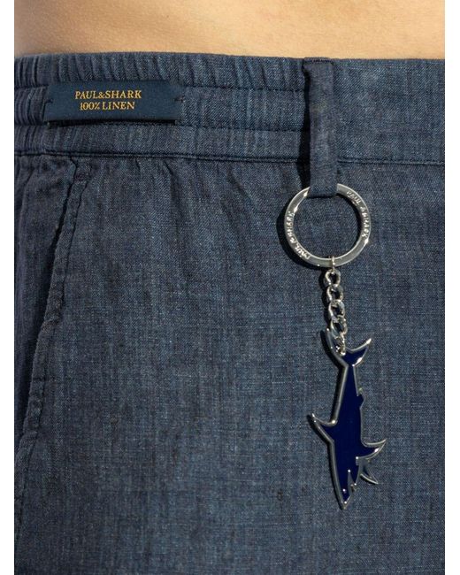 Paul & Shark Blue Linen Trousers for men