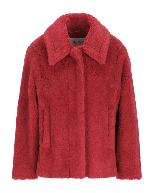 Max Mara Red Teddy Cropped Coat