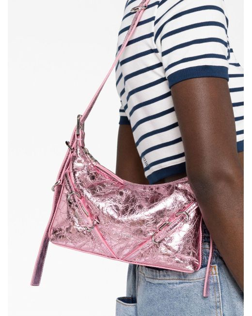 Givenchy Pink Voyou Mini Laminated Leather Shoulder Bag