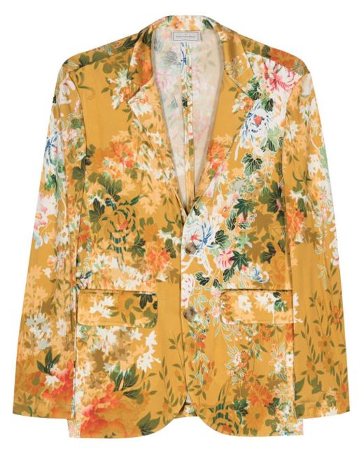 Pierre Louis Mascia Yellow Floral Silk Single-breasted Blazer