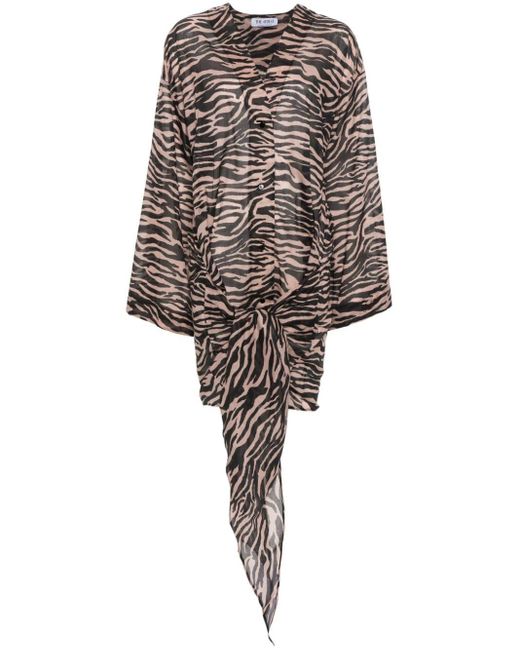 The Attico Brown Zebra Print Mini Dress