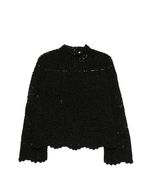 Semicouture Black Geneva Crochet Top