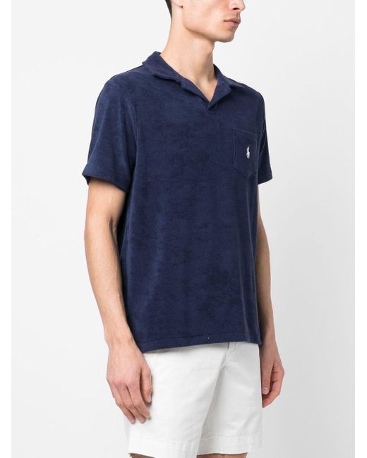 Ralph Lauren Blue Terry Polo Shirt for men