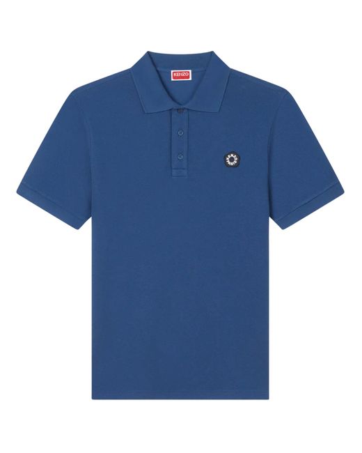 KENZO Blue Boke Flower Cotton Polo Shirt for men