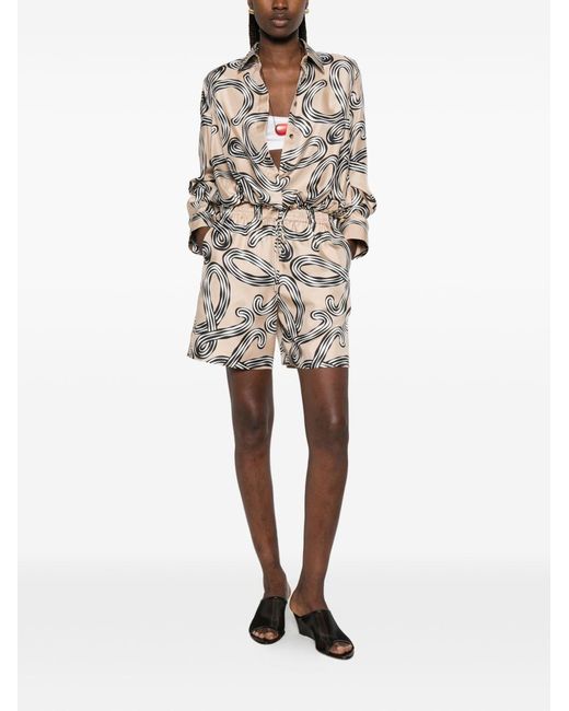 Loewe White Paula's Ibiza Printed Silk Shorts
