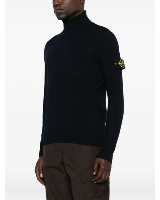 Stone Island Black Wool Sweater for men