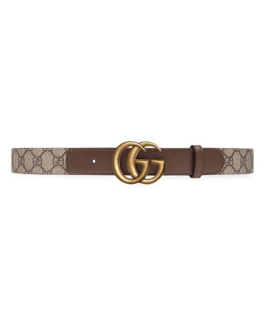 Gucci GG Marmont Leather Belt in White Lyst UK