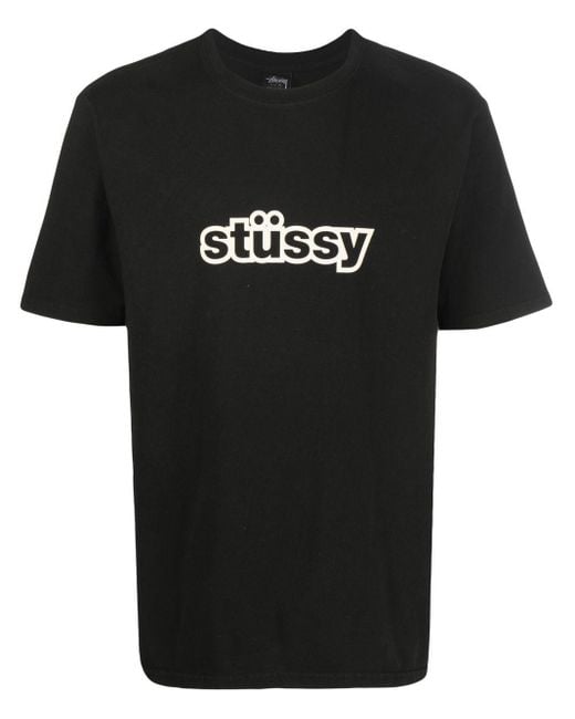 Stussy Black Logo Print T-shirt for men