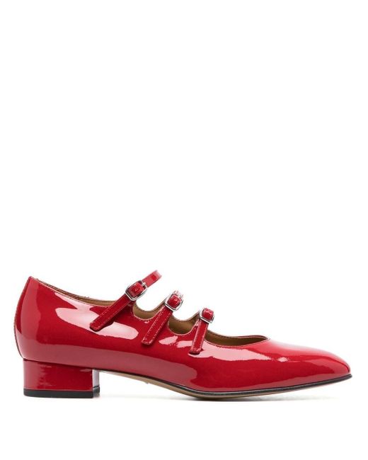 CAREL PARIS Red Ariana Patent Leather Mary Janes Ballet Flats