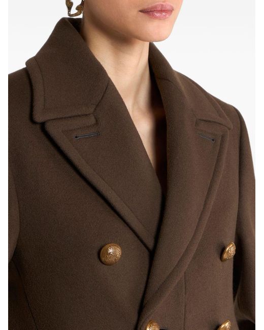 Etro Brown Wool Double-Breasted Jacket