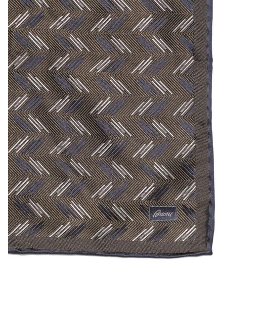 Brioni Gray Pritned Silk Foulard for men