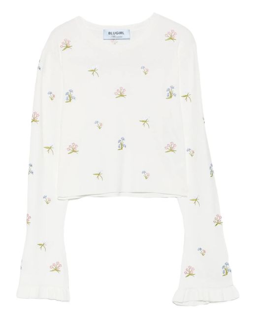 Blugirl Blumarine White T-Shirt With Embroidery