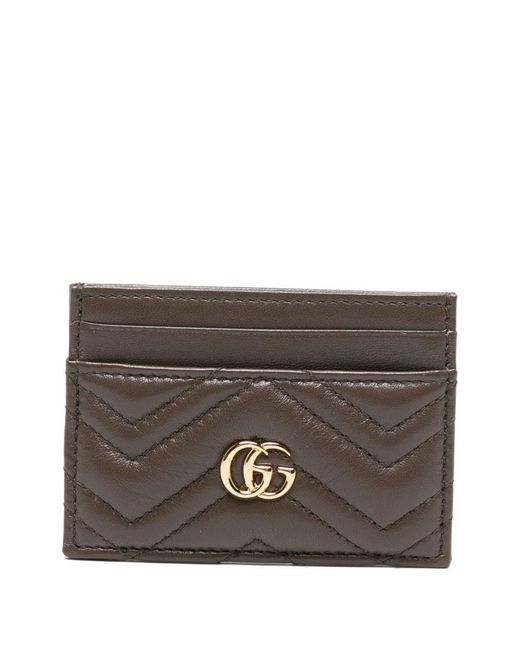 Gucci Brown Gg Marmont Leather Card Case