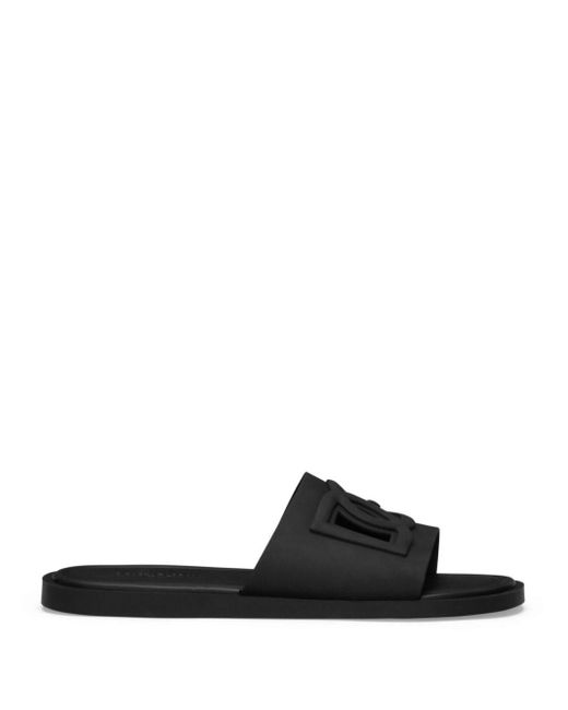 Dolce & Gabbana Black Dg Logo Pool Slides for men
