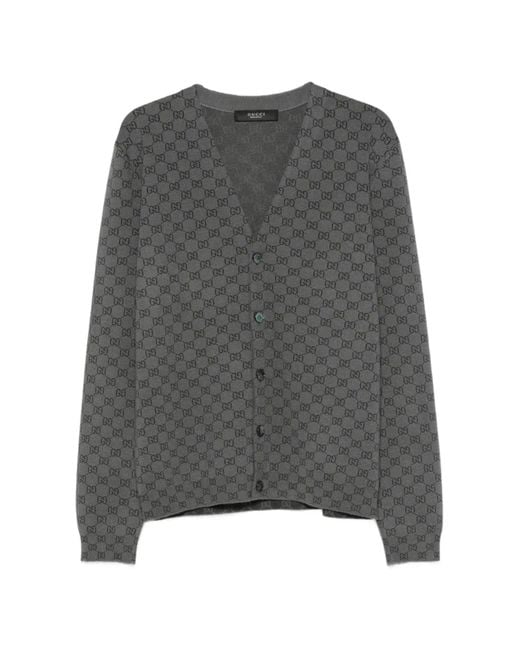 Gucci Gray Wool And Silk Cardigan for men