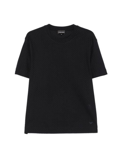 Emporio Armani Black Short-Sleeve Chevron-Knit T-Shirt for men