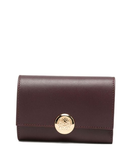 Loewe Purple Pebble Small Leather Wallet