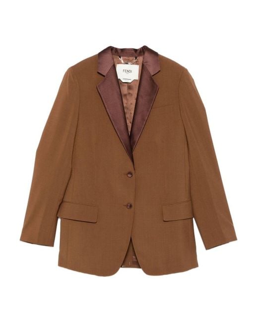 Fendi Brown Wool Single-breasted Jacket