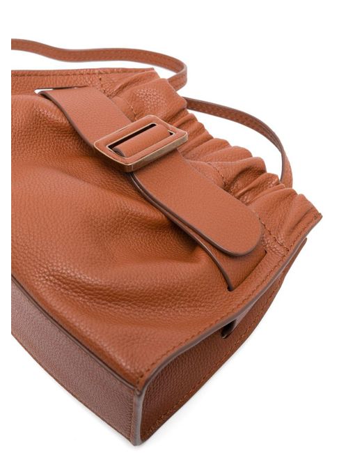 Boyy Brown Square Scrunchy Soft Leather Crossbody Bag