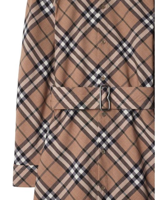 Burberry Natural Check Wool Blend Chemisier Dress