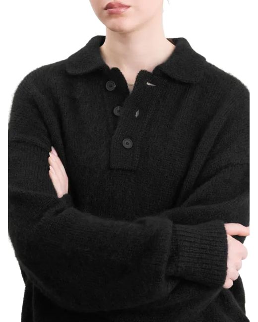 Studio Nicholson Black Long Sleeves With Bottons Polo for men