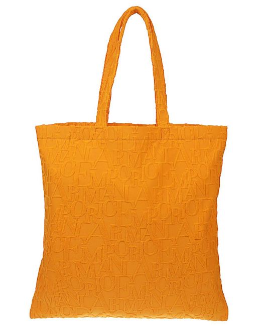 Emporio Armani Orange Striped Beach Tote