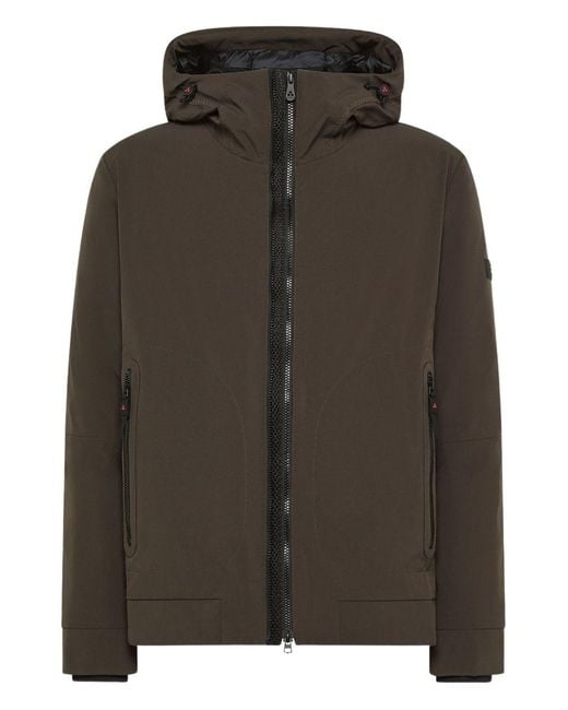 Peuterey Brown Quilted Jacket With Hood for men