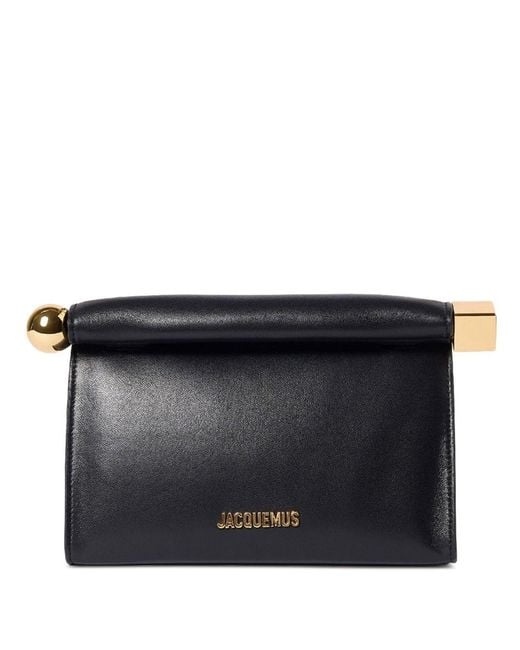 Jacquemus Black Le Sac Rond Carre Leather Clutch