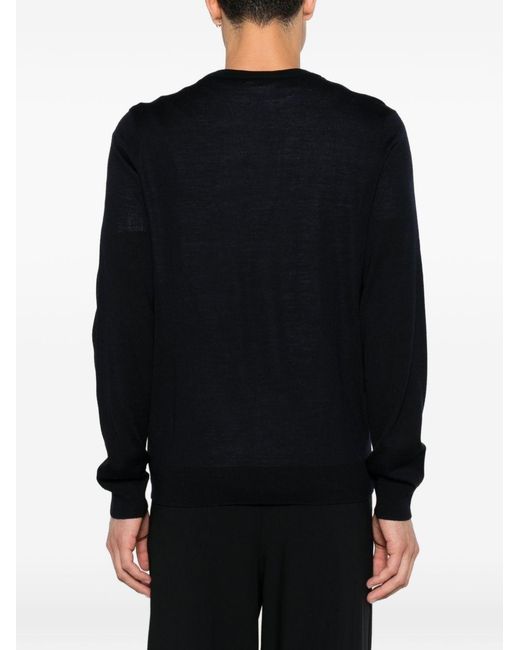 Paul Smith Black Wool V-Necked Sweater for men