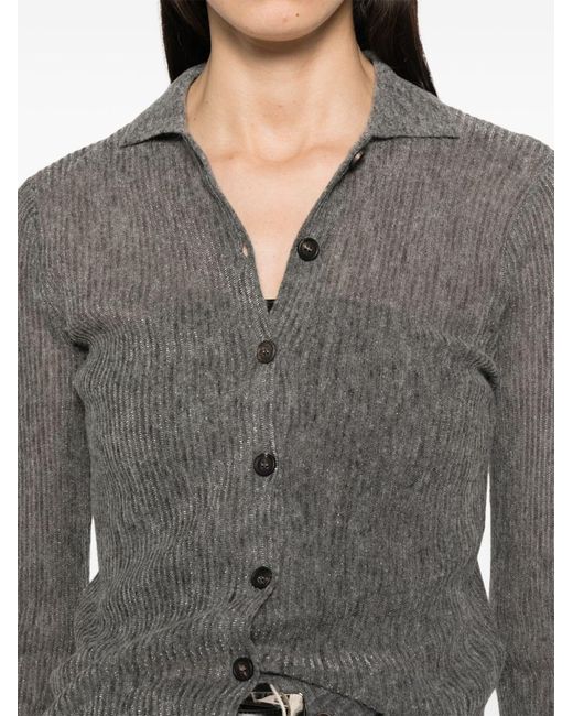 Brunello Cucinelli Gray Wool And Silk Polo Shirt