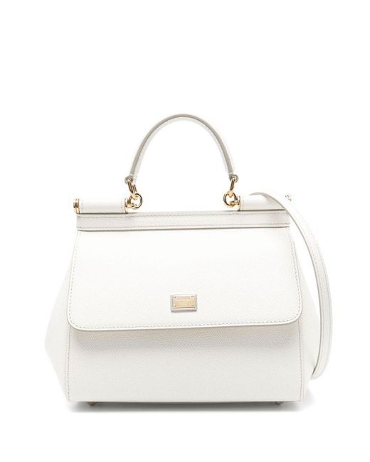 Dolce & Gabbana White Sicily Medium Leather Handbag