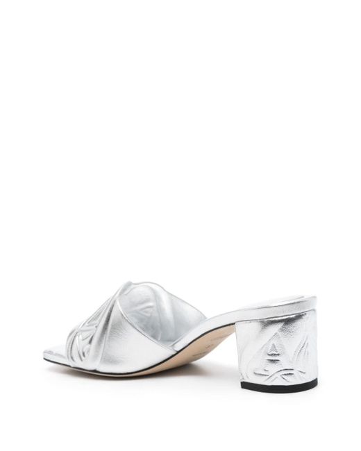 Alexander McQueen White Metallic Leather Heel Sandals