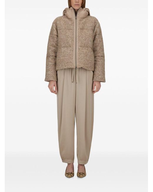 Herno Brown Bouclé Short Down Jacket