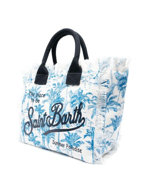 Mc2 Saint Barth Blue Vanity Palm-tree Beach Bag