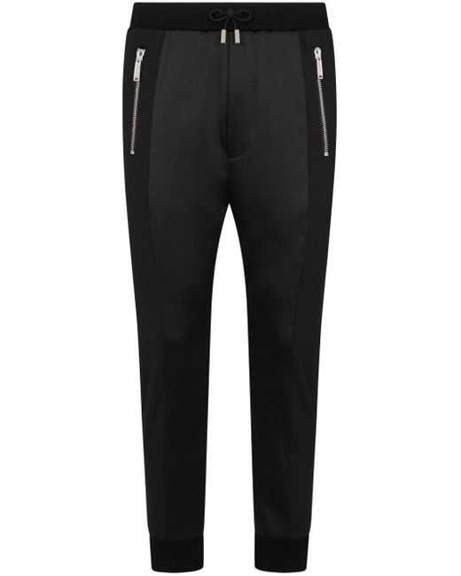 DSquared² Black Panelled Wool-blend Track Pants for men