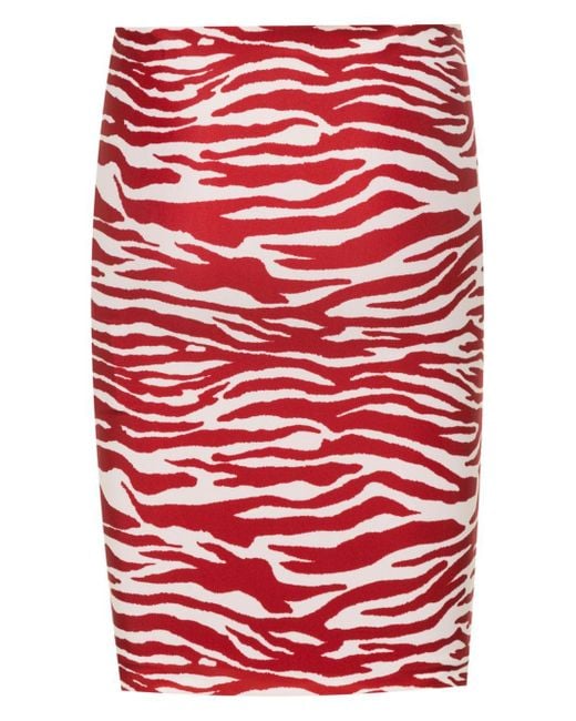 The Attico Red Zebra Print Mini Skirt
