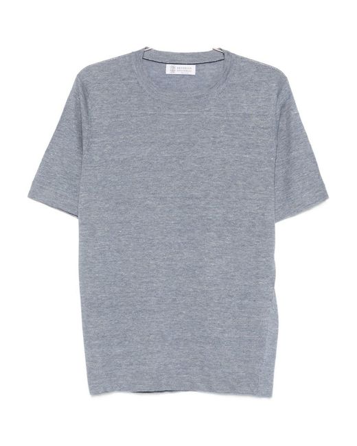 Brunello Cucinelli Gray Linen Blend Sweater for men