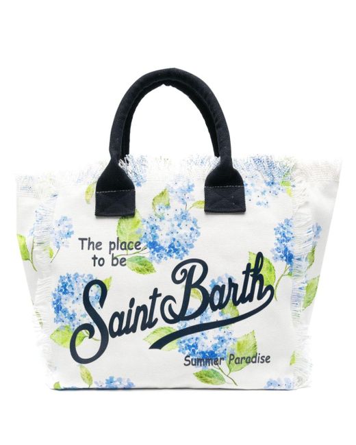 Mc2 Saint Barth Blue Vanity Floral Beach Bag