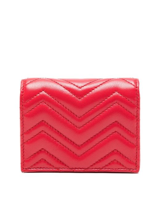 Gucci Red Gg Marmont Small Leather Wallet