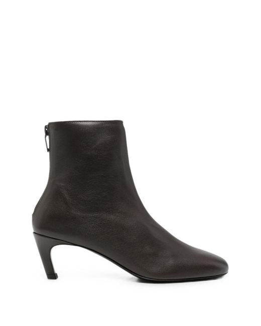 Totême Black Leather Ankle Boots